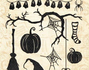 Graphic 45 Halloween Hanging Die Set – Ghost Banner, Pumpkins, Spiderweb, Witch Hat & Broom - Coming soon - Pre-Order Now