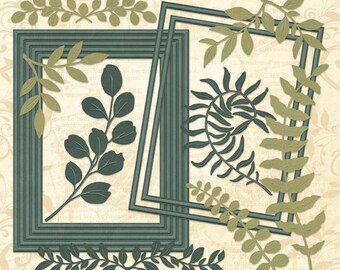 Graphic 45 Rectangle Frames with Ferns & Foliage Die Set
