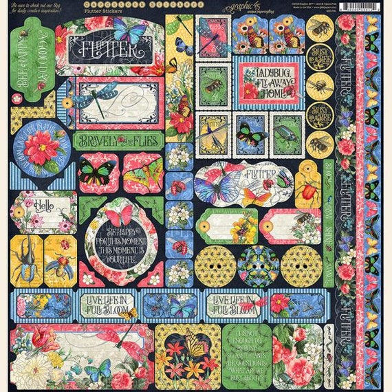 GRAPHIC 45 ~ FLUTTER ~ Chipboard Die Cuts