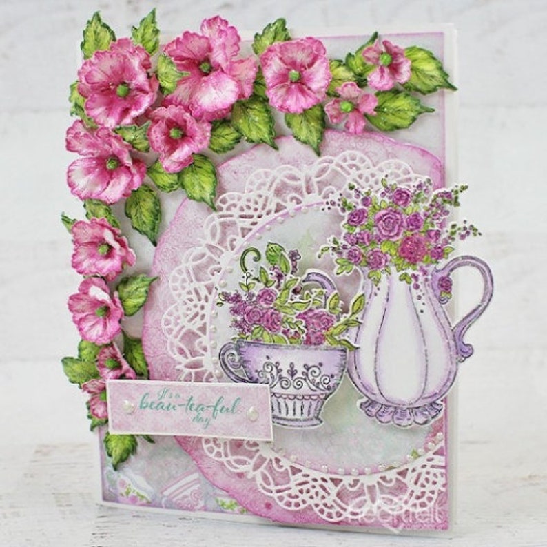 Heartfelt Creations Elegant Teapot & Florals Cling Stamp Set - Tea Time ...