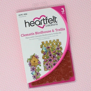 Heartfelt Creations Clematis Birdhouse & Trellis Cling Stamp Set - Climbing Clematis