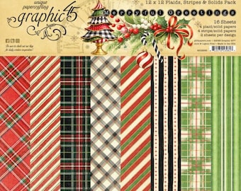 Graphic 45 Merry-ful Greetings 12×12 Plaids & Stripes Pack - Coming soon - Pre-Order Now
