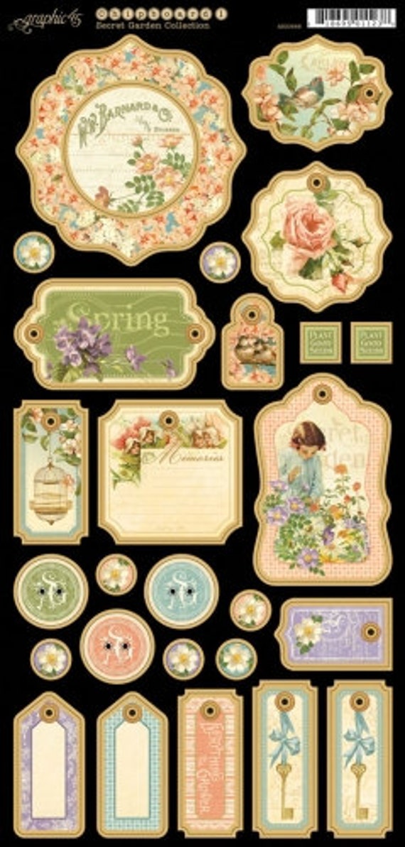 Graphic 45 Secret Garden Chipboard Die-cuts 1