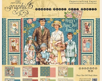 Graphic 45 Penny's Paper Doll Family 12 x 12 Paper Pad