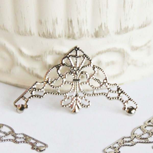 8 Filigree Silver tone Metal Corner Embellishments for Scrapbooking,Card Making,Home Decor,Mini Albums,Journals,Craft Projects,Altered Art