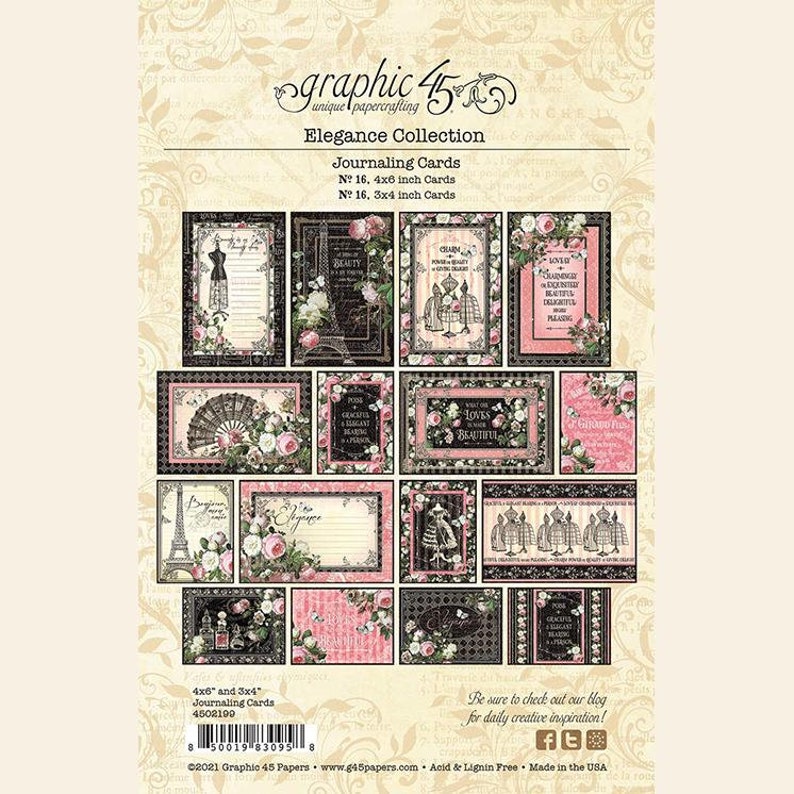Graphic 45 Elegance Journaling Cards Etsy