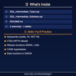 SQL Practice Problems Intermediate | CTEs Window Functions Subqueries | Interview Prep image 2