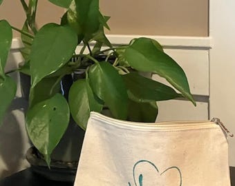 Cosmetic Bag, hand-painted with American Sign Language "I Love You" (ILY)