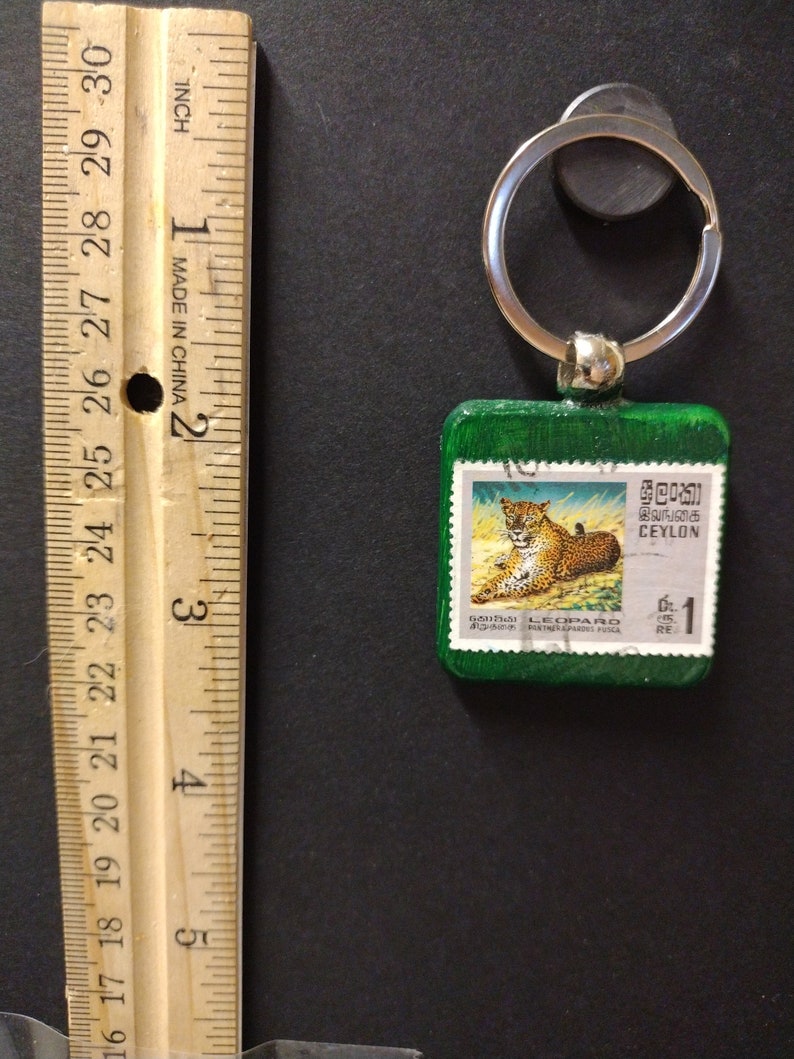 Postage Stamp Keychain Ceylon Sri Lanka Etsy