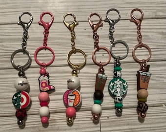 Iced Coffee Themed Zipper Pull/ KeyBars