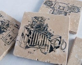 Pierre carrelage Coasters - appareil photo Vintage dessins