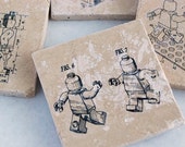 Stone Tile Coasters - Vintage Lego Drawings