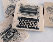 Pierre carrelage Coasters - dessins de la machine à écrire Vintage