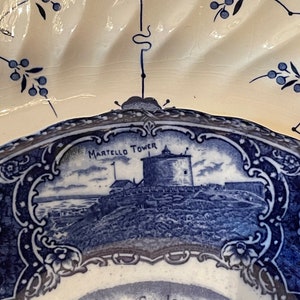 Blue & White Transferware Plate St. John, N.B. Bridges Reversible Falls Flow Blue England image 4