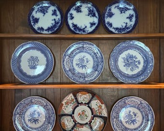SPODE Rural Scenes Dinner Plate White and Blue Transferware Plate