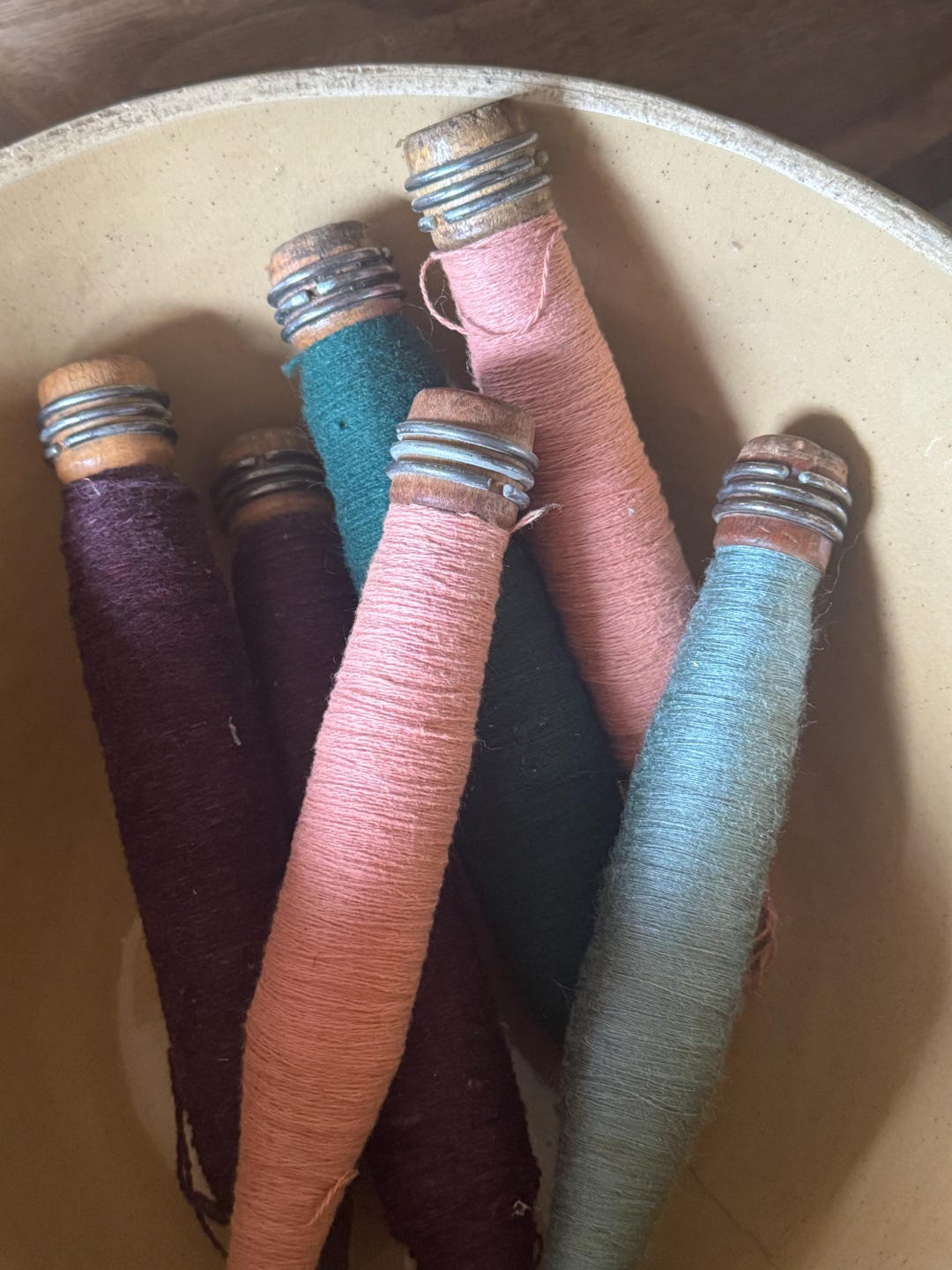 Primitive Tap Thread Vintage New England Wooden Thread Spools – Primitive Textile Bobbins ...