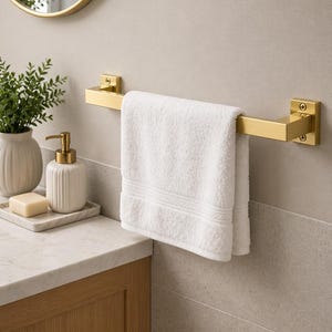 Brass Utility Rail with Hooks | Kitchen Pot Rail | Bathroom Towel Holder | Wall Mounted Organizer | Handmade Brass Rack
