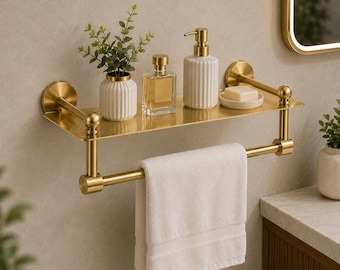 Messing schwebendes Regal | Moderner minimalistischer Wandhalter