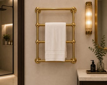 高級真鍮製タオルラック｜頑丈な真鍮製壁掛けタオルホルダー｜モダンなバスルーム用タオルレール｜手作りのバスルーム装飾