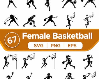 Female Basketball SVG Bundle, Girl Player Cut Files (svg, png, eps)