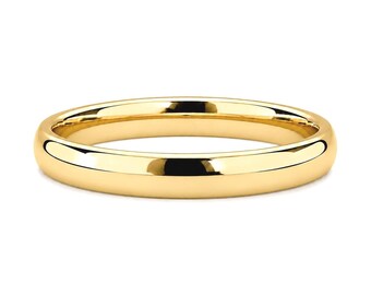 Anillo de oro macizo de 10k con banda de cúpula baja de 4 mm - Anillo de boda para hombre y mujer - Grabado gratuito - Cambio de tamaño gratuito