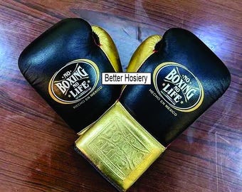 Black Gold Boxing Gloves, Lace Up Training Gloves, Sparring Boxing Gloves, Premium Boxing Gear, Classic Boxing Gloves