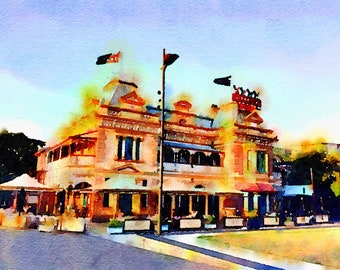 Watercolor Print - Breakfast Creek Hotel Brisbane - Cityscape