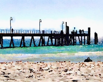 Watercolor Print - The Jetty at Glenelg - Australia