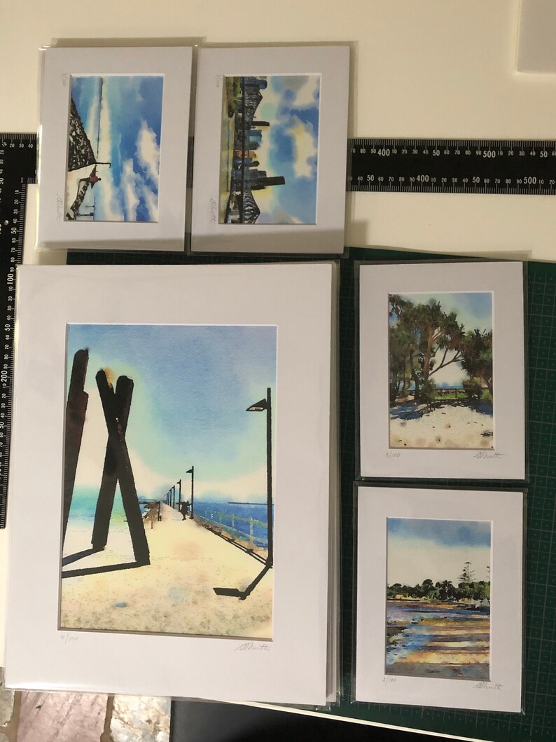 Watercolor Print Wynnum Jetty Limited Edition Bild 3