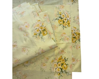VTG Springmaid Wondercale Q Fitted & Flat Sheet  2 pillowcases Cottagecore FAIR