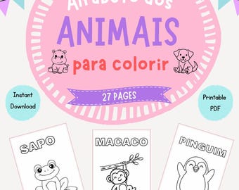 Livro de Colorir Alfabeto Animais PDF, Atividades Alfabetização Educação Infantil, Desenhos para Imprimir Maternal, Atividade de Pintar