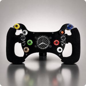 Sport-Lenkrad Nachbildung | CNC Aluminium, Wildledergriffe, Magnetschieber | USB SimHub Rad | Handgefertigt für PC Simulation