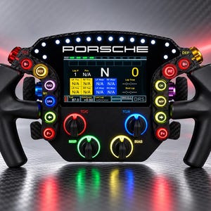 911 RSR Style Sim Racing Steering Wheel - Custom Build, 5" Lcd Dashboard, Carbon Fiber, PC simracing Wheel Rim