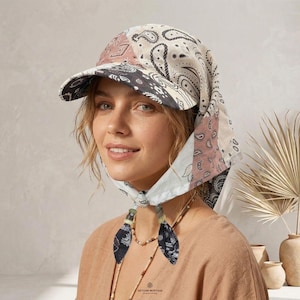 Gorra de béisbol estilo bandana bohemia para mujer, sombrero de sol con estampado paisley, gorro tipo pañuelo ligero e informal, sombrero ajustable para exteriores de verano.
