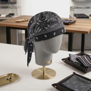 Bandana unissex com estampa paisley, lenço de cabeça ajustável com amarração, cobertura de cabelo leve, touca estilo motociclista