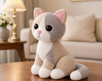 Cozy Cottage Cat Crochet Pattern PDF, Amigurumi Cat Pattern, Cute Kitten Plush Toy, Beginner Crochet Animal Tutorial