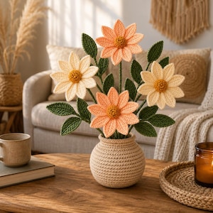 Crochet Daisy Bouquet Pattern PDF | Flower Bouquet Crochet Pattern | Crochet Flower Pattern | DIY Floral Decor | Digital Download