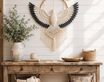 Boho Phoenix Crochet Pattern PDF | Macrame Bird Wall Hanging Pattern | Crochet & Macrame Decor | DIY Boho Wall Art Tutorial