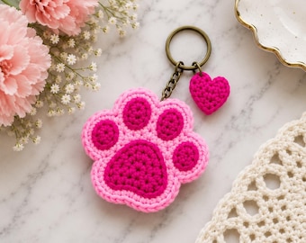 Crochet Paw Print Keychain Pattern PDF | Amigurumi Cat & Dog Paw Charm | Pet Lover Gift | Beginner Crochet Tutorial