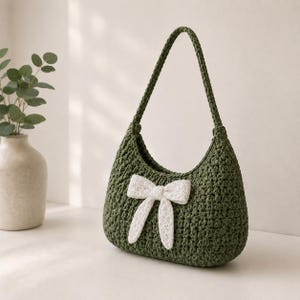 Crochet Hobo Bag Pattern PDF, Bow Shoulder Bag Crochet Pattern, Olive Grove Slouch Purse Tutorial, Beginner Friendly, US Terms