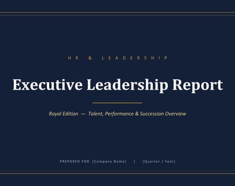 Executive Leadership Report Template, Navy Gold HR Slides (Canva Editable)