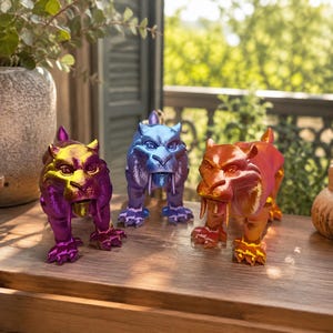 Articulated Saber-Tooth Tiger 3D Printed Toy, Poseable Prehistoric Cat Figure for Kids and Collectors