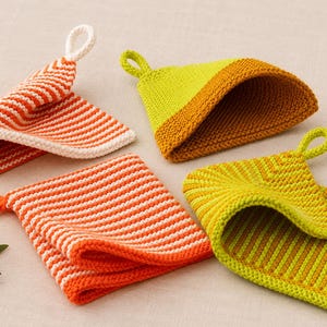 Mitered Pot Holder Knitting Pattern, Double Layer Cotton Hot Pad (PDF Download)