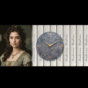 Marble Effect Book Nook Clock, Slot-In Library Diorama, Roman Numerals (Cardstock)
