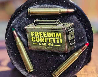 5.56 Bullet Resin Coasters, Set of 4- Freedom Confetti