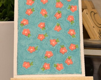 Original Flower Pattern ACEO Artwork | Handmade Mixed Media Art | Miniature Art Card