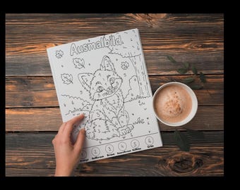 Autumn Fox Coloring Page for Kids | Printable Coloring Page | Learn Colors | A4 Coloring Page PDF Download