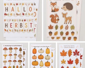 5 Autumn Garland Craft Templates | Leaves, Pumpkins, Mushrooms, Woodland Animals & Hello Autumn | Digital Download