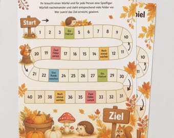 Autumn Dice Game for Kids | Printable Board Game | A4 Printable Autumn Game | Digital Download