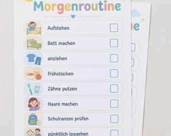 Morning routine for school children | Routine checklist for children | School A4 printable template | Digital download